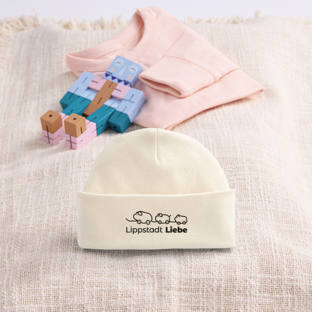 Baby Organic Mütze „Holzscheine“ – Lippstadt Liebe Edition - Naturroh