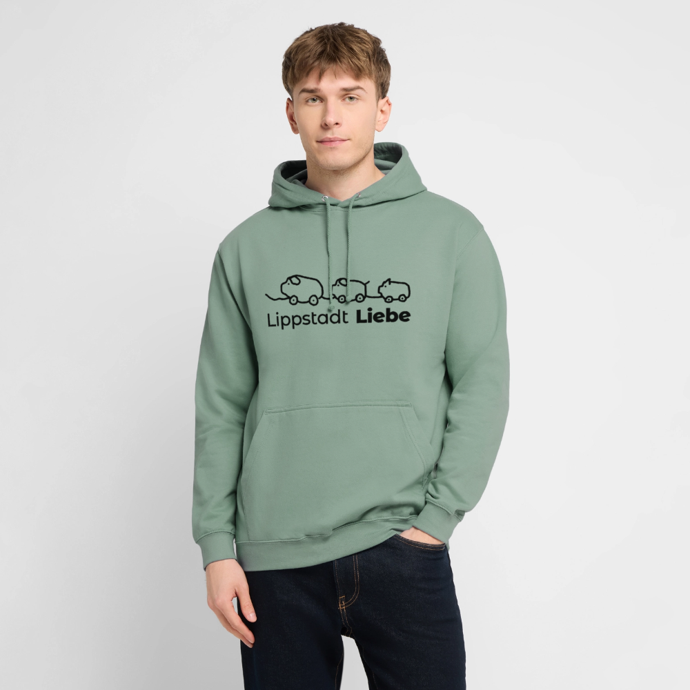 Holzschweine Männer Hoodie – Lippstadt Liebe Edition - Graugrün