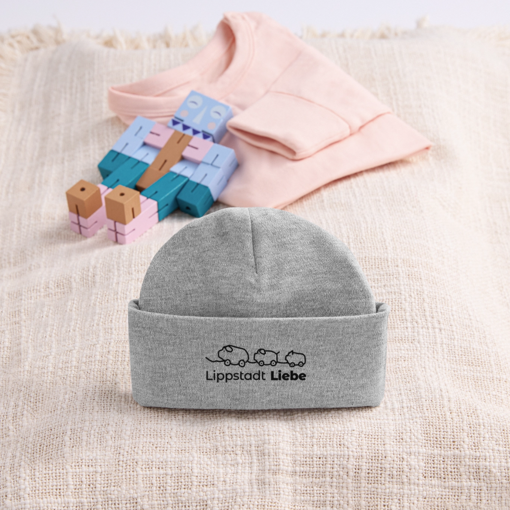 Baby Organic Mütze „Holzscheine“ – Lippstadt Liebe Edition - Grau meliert
