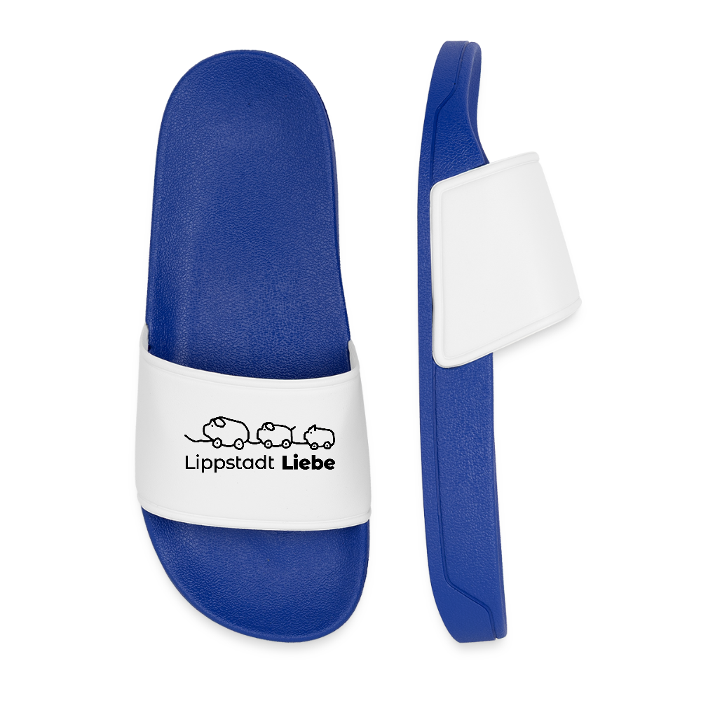Holzschweine Badelatschen für Männer – Lippstadt Liebe Edition - Königsblau