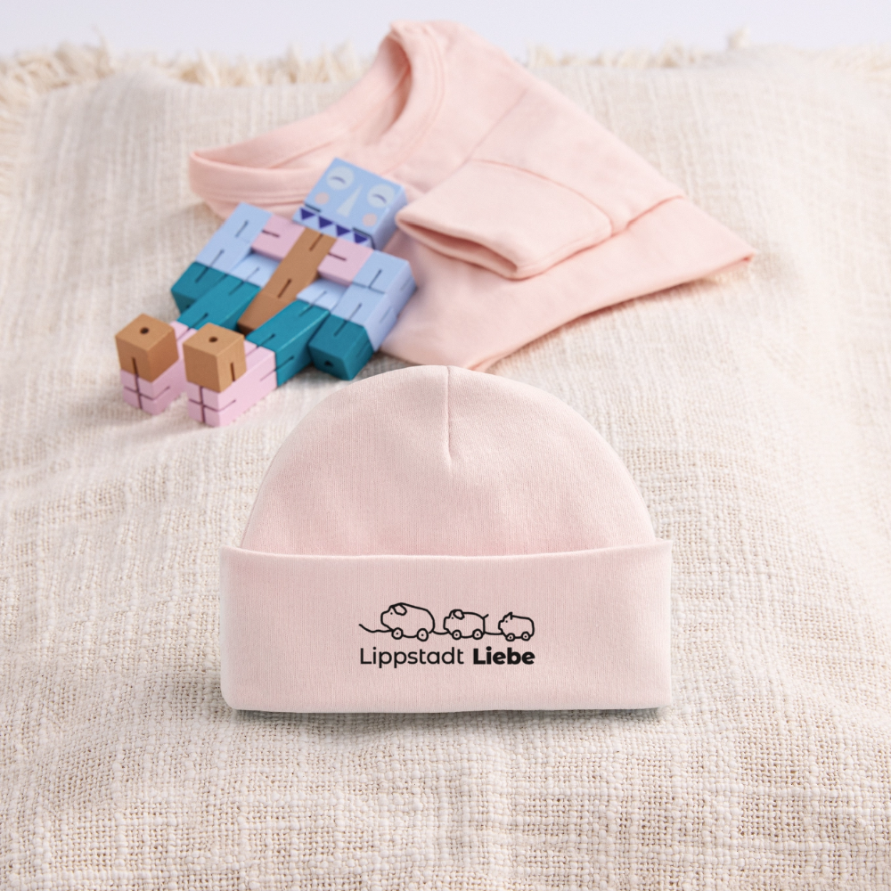 Baby Organic Mütze „Holzscheine“ – Lippstadt Liebe Edition - Hellrosa