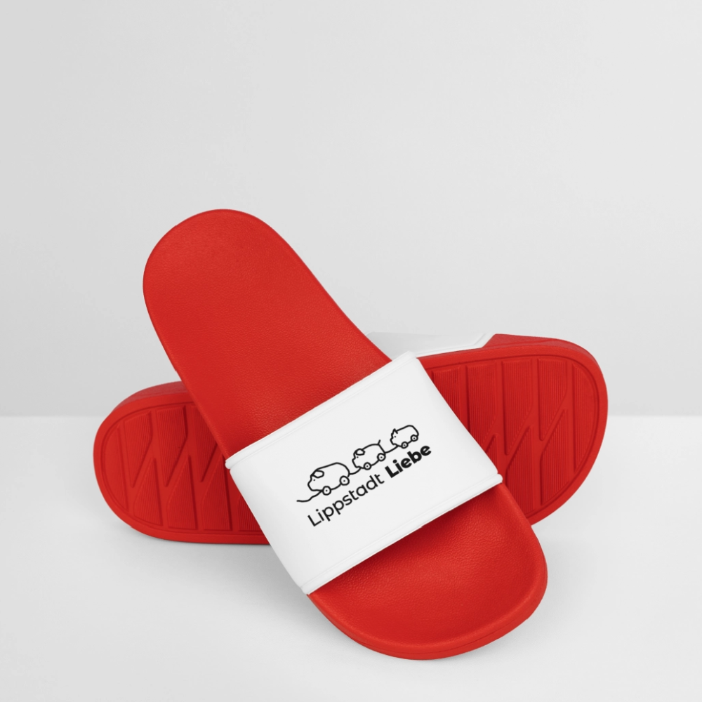 Holzschweine Badelatschen für Damen – Lippstadt Liebe Edition - Rot