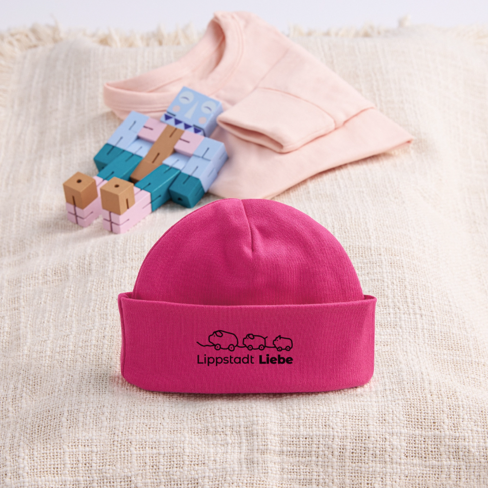 Baby Organic Mütze „Holzscheine“ – Lippstadt Liebe Edition - hot Pink
