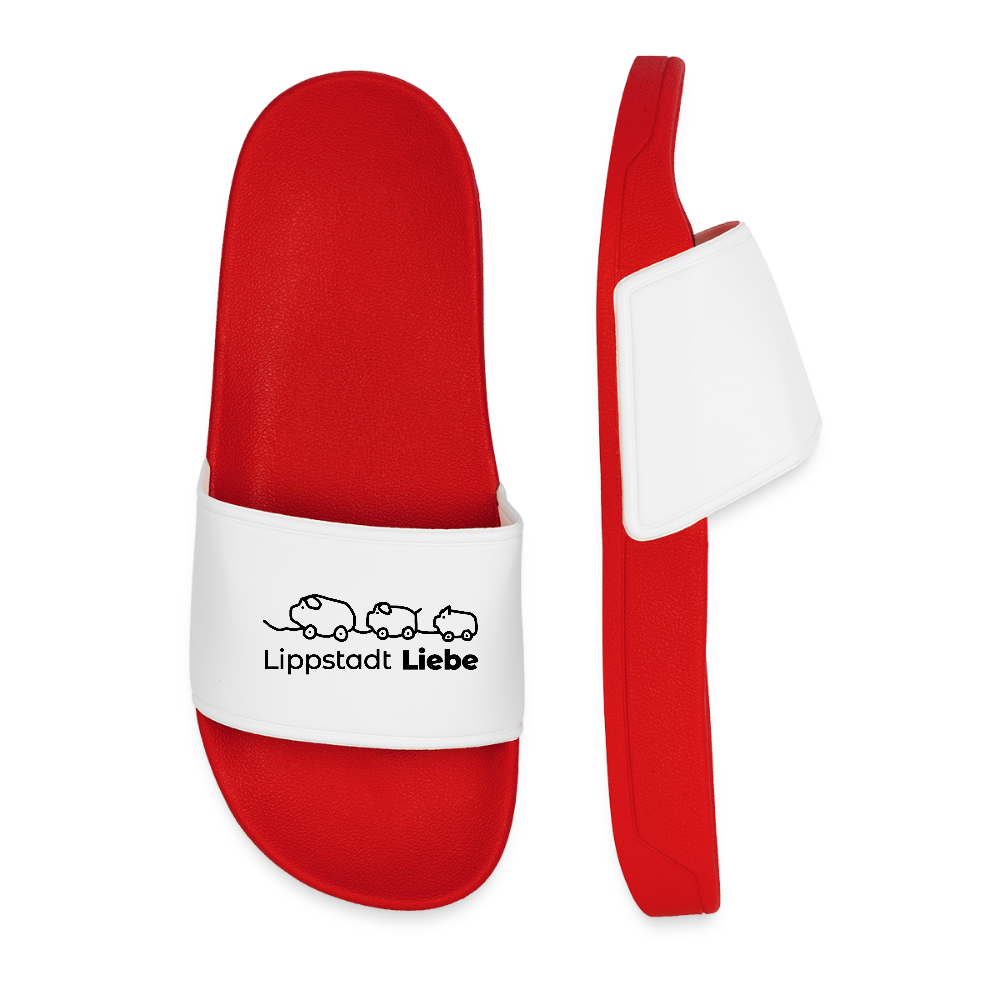 Holzschweine Badelatschen für Männer – Lippstadt Liebe Edition - Rot