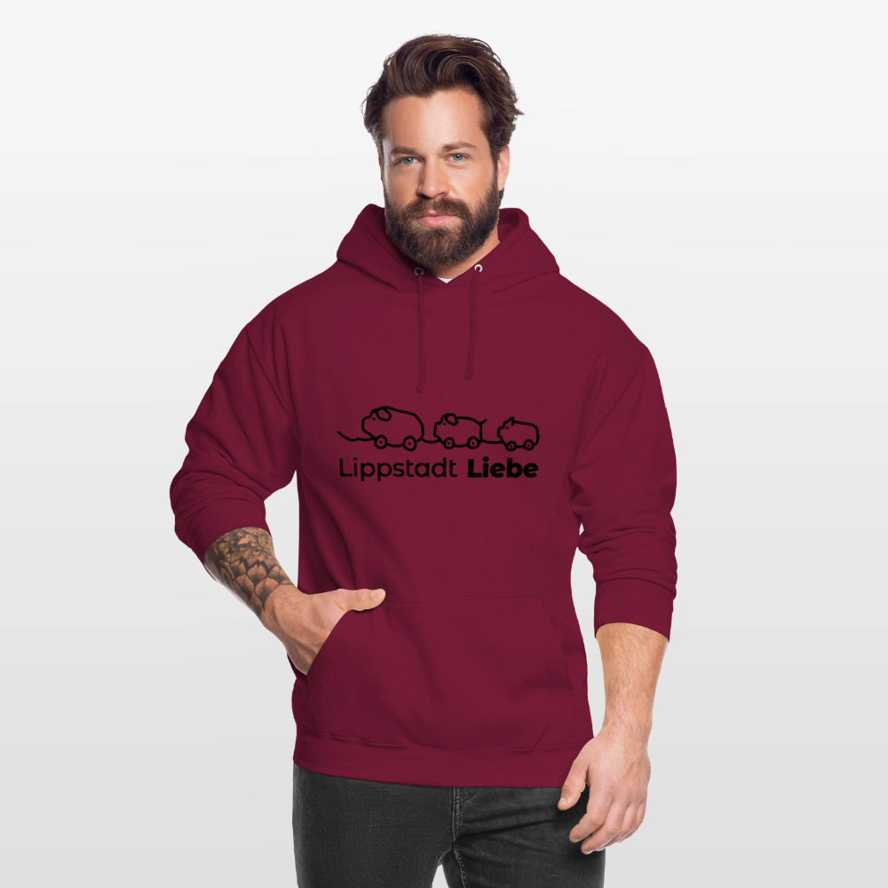 Holzschweine Männer Hoodie – Lippstadt Liebe Edition - Bordeaux