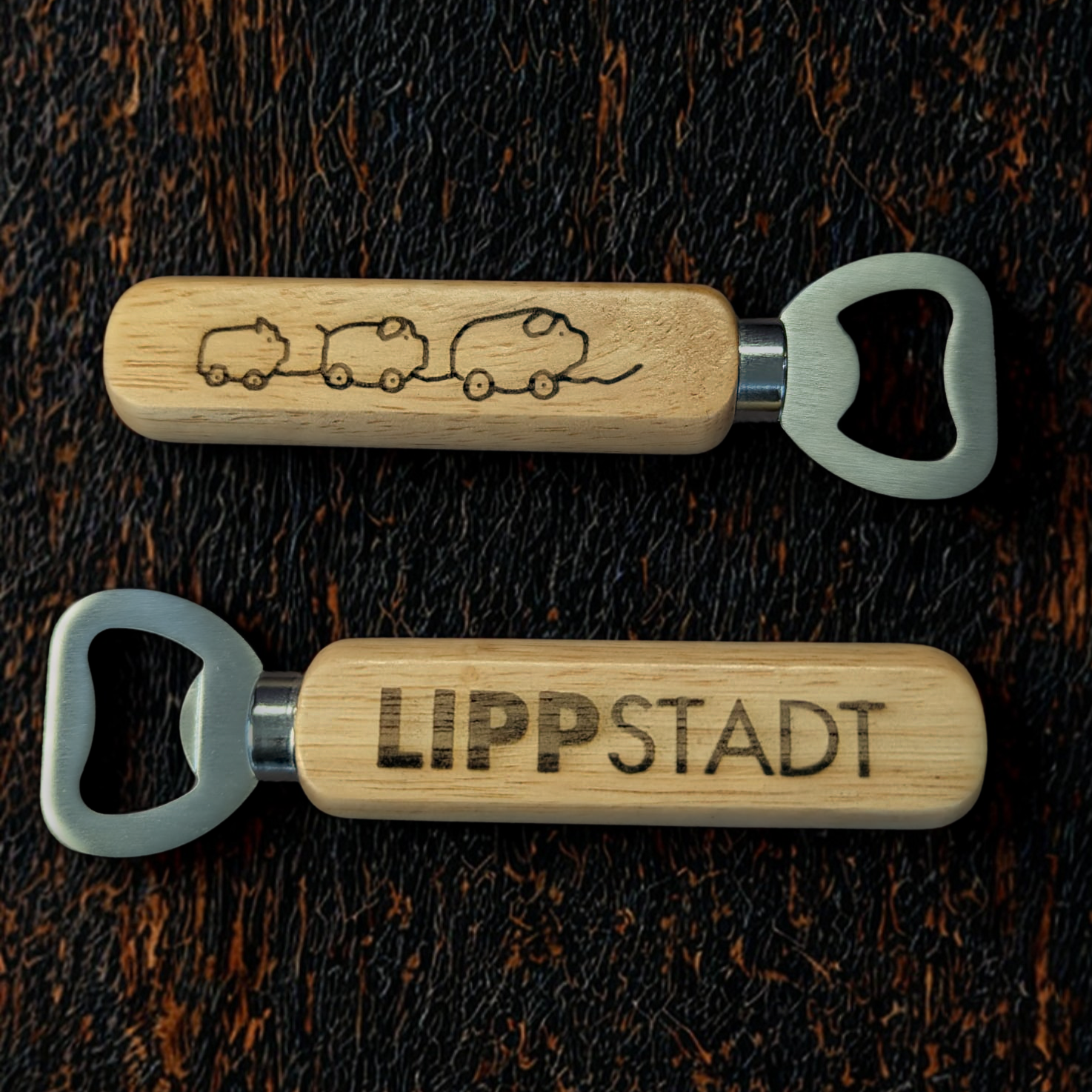 Lippstadt Liebe - Flaschenöffner mit Holzgriff